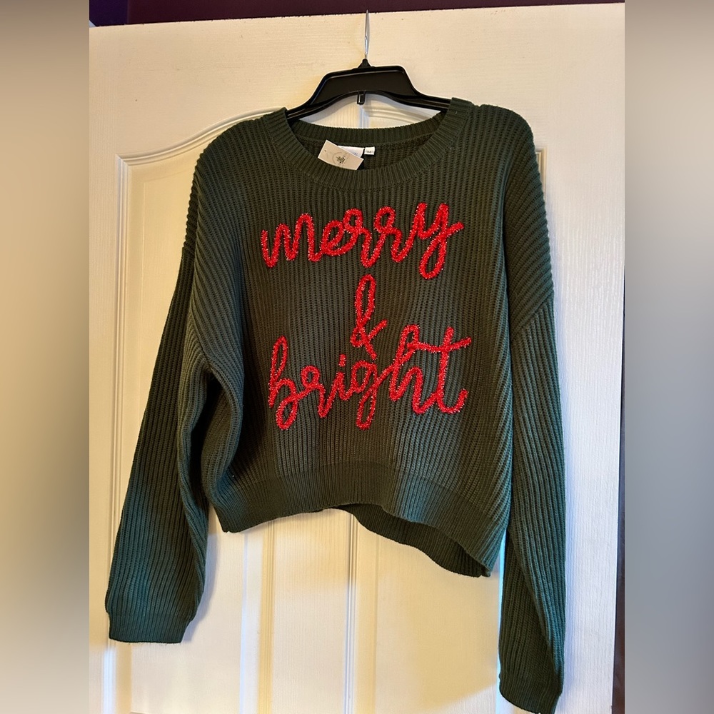 Queen of Sparkles Green Merry & Bright Sweater
